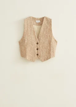 Outlet Cotton Club Gilet van jacquard middenzand