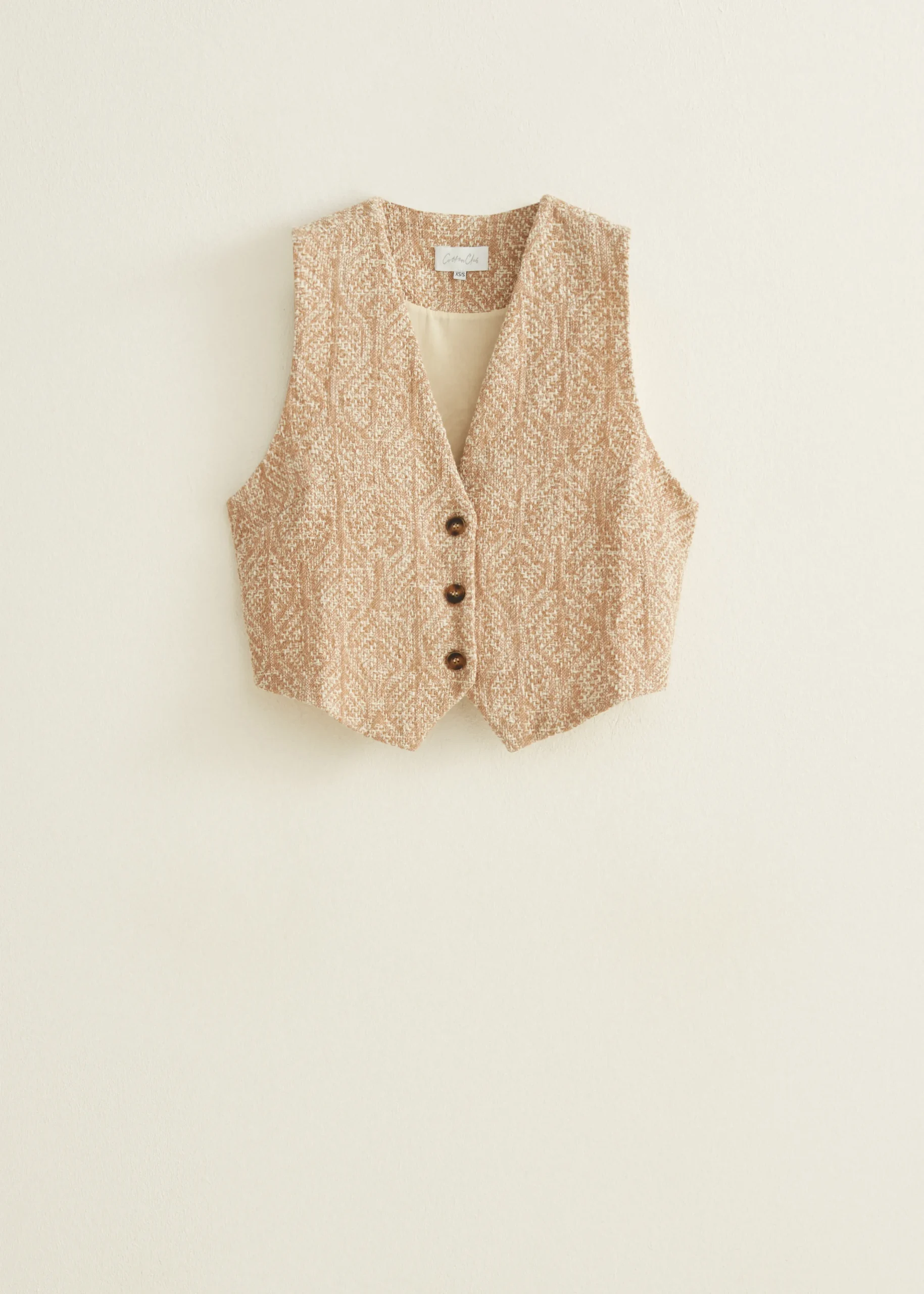 Outlet Cotton Club Gilet van jacquard middenzand