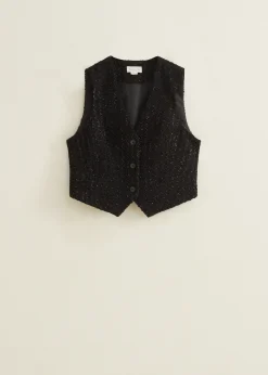 Discount Cotton Club Gilet van tweed zwart