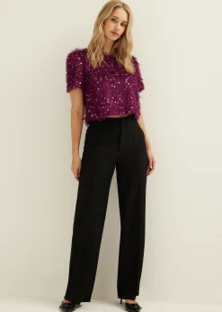 New Cotton Club Glitterbroek zwart