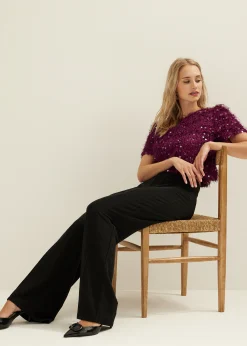 New Cotton Club Glitterbroek zwart