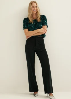 Hot Cotton Club Glitterbroek donkeraqua