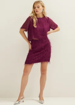 Fashion Cotton Club Glitter top fancy aubergine,donker