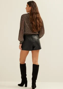 Online Cotton Club Glitter top met v-hals goud