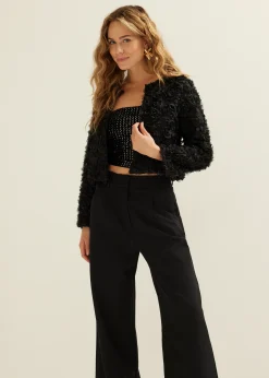 Fashion Cotton Club Jacket tulle bloemen zwart