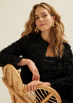 Fashion Cotton Club Jacket tulle bloemen zwart