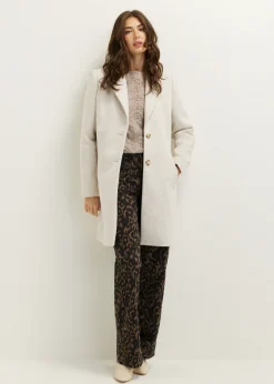 Fashion Cotton Club Jas wolmix lichtzand