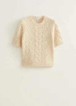 Online Cotton Club Kabeltrui met diamantjes zand