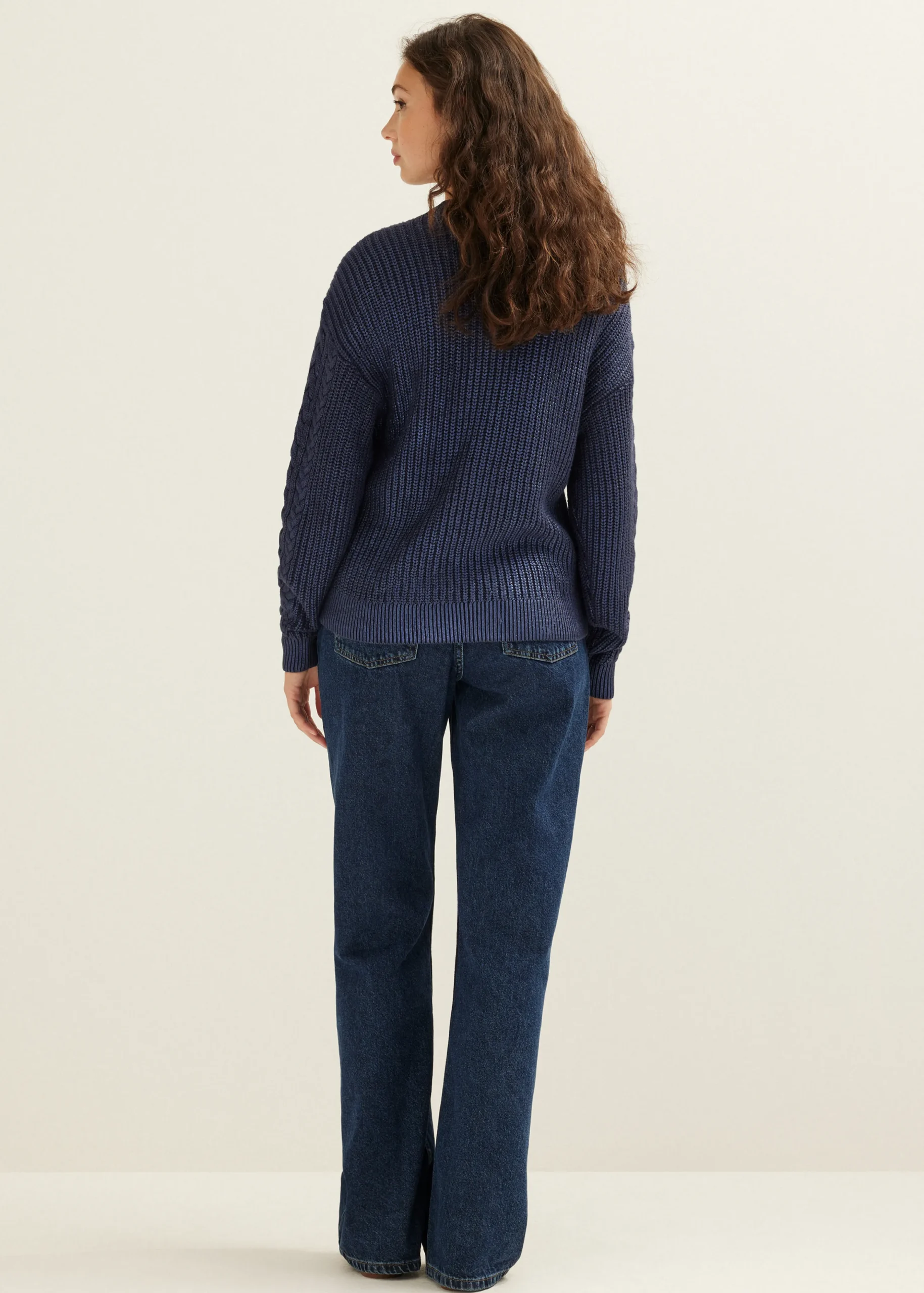 Sale Cotton Club Kabeltrui met foliedruk blauw