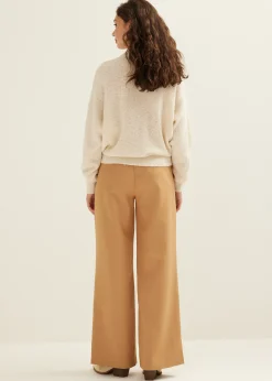 Outlet Cotton Club Kabeltrui met vleermuis mouw ecru