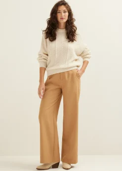 Outlet Cotton Club Kabeltrui met vleermuis mouw ecru