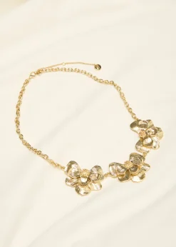 Fashion Cotton Club Ketting met bloemen goud