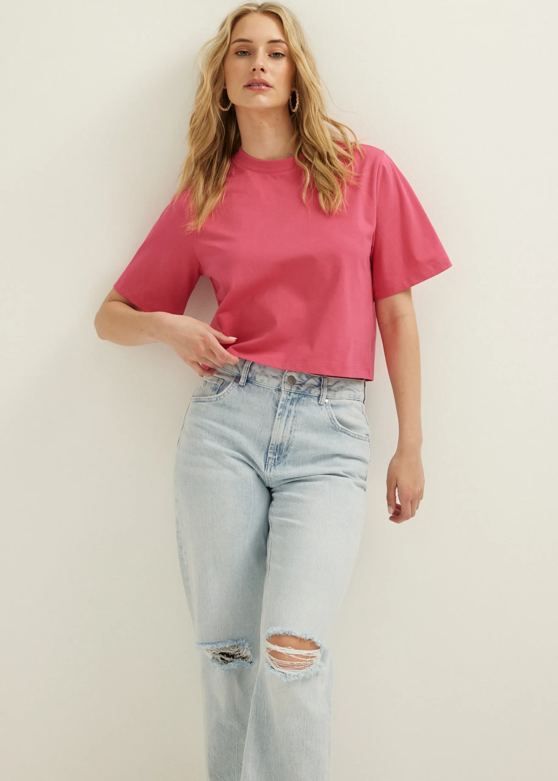 Best Cotton Club Kort basic t-shirt middenroze