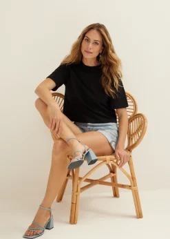 Hot Cotton Club Kort basic t-shirt zwart