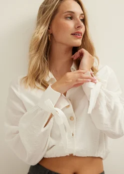 Hot Cotton Club Korte witte blouse wit,off-white