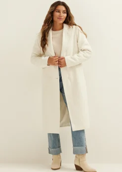 Best Cotton Club Lange jas wolmix wit,off-white