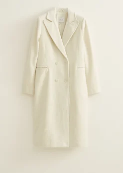 Best Cotton Club Lange jas wolmix wit,off-white