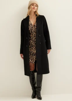 Fashion Cotton Club Lange jas wolmix zwart