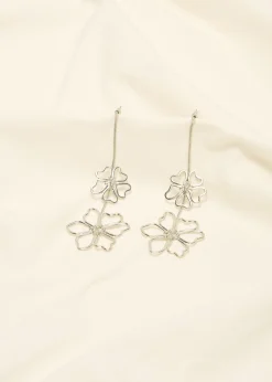 Hot Cotton Club Lange oorbellen met bloemen zilver