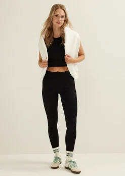 Best Cotton Club Legging met rib structuur zwart