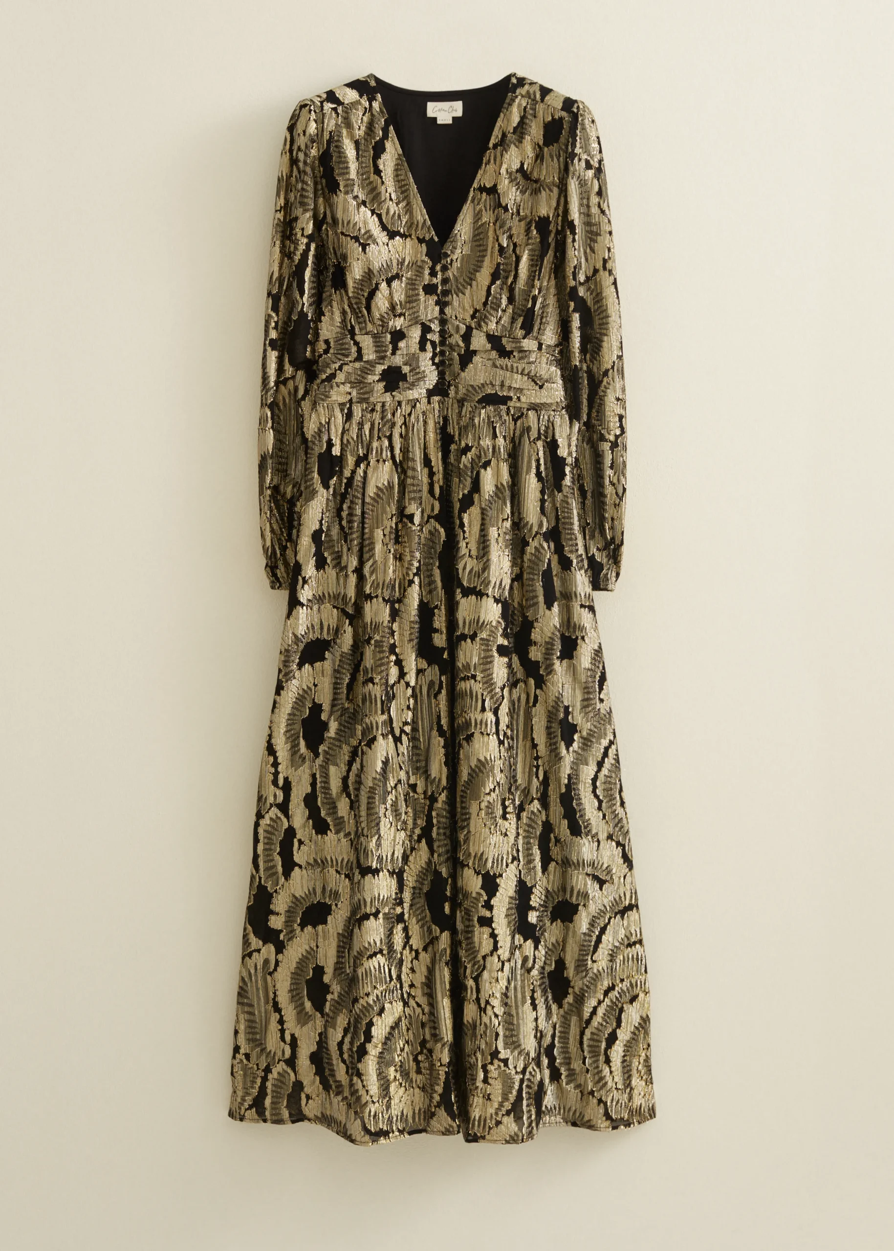 Sale Cotton Club Maxi jurk jacquard goud