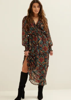 Fashion Cotton Club Maxi jurk met all-over print meerkleurig