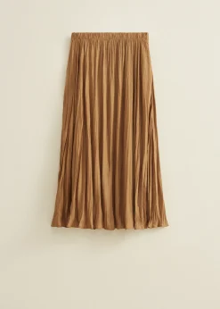 Online Cotton Club Maxi pliss&eacute; rok tan