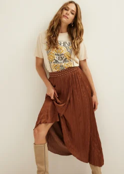 Discount Cotton Club Maxi rok met studs cognac