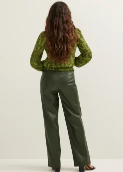 New Cotton Club Mesh top bloemen middengroen
