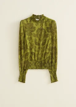 New Cotton Club Mesh top bloemen middengroen