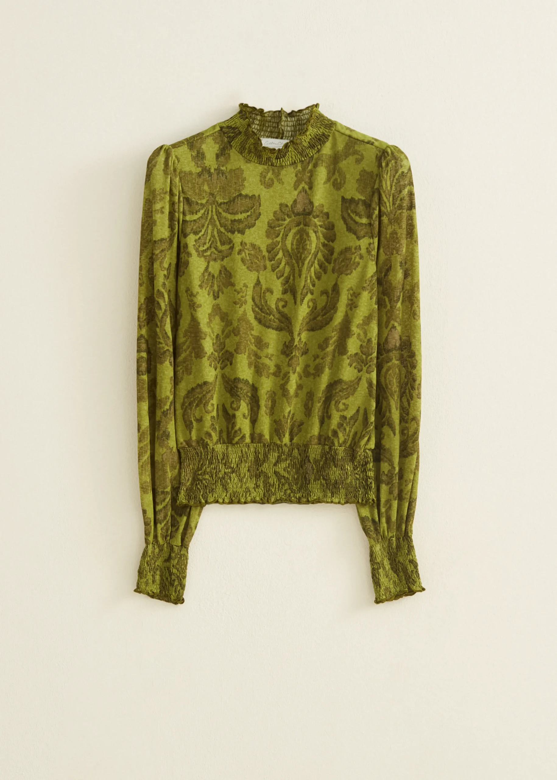 New Cotton Club Mesh top bloemen middengroen