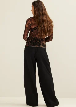 Online Cotton Club Mesh top met col meerkleurig