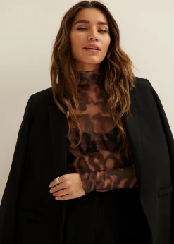Online Cotton Club Mesh top met col meerkleurig