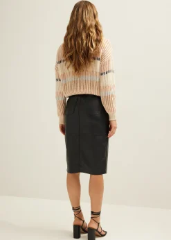 Sale Cotton Club Midi rok van faux leather zwart