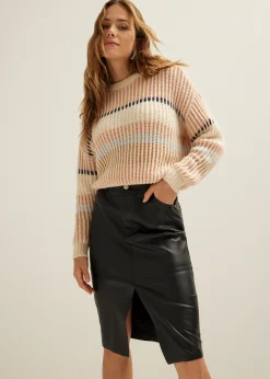Sale Cotton Club Midi rok van faux leather zwart