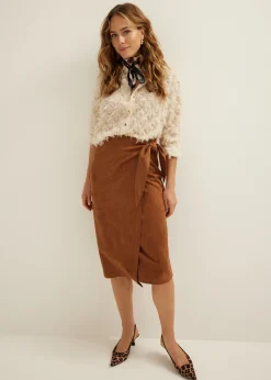 Sale Cotton Club Midi rok van suedine softmocca