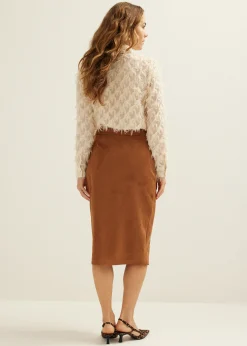 Sale Cotton Club Midi rok van suedine softmocca