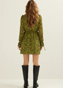Outlet Cotton Club Mini jurk met print middengroen
