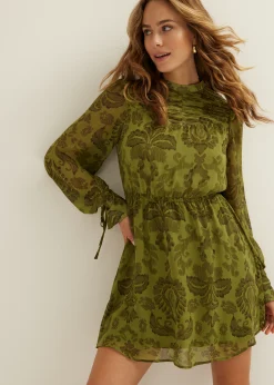 Outlet Cotton Club Mini jurk met print middengroen