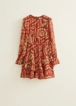 Outlet Cotton Club Mini jurk met ruffles middenzand