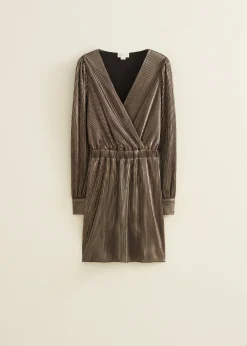 Hot Cotton Club Mini jurk van plissé antraciet