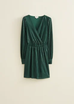 Clearance Cotton Club Mini jurk van pliss&eacute; donkeraqua