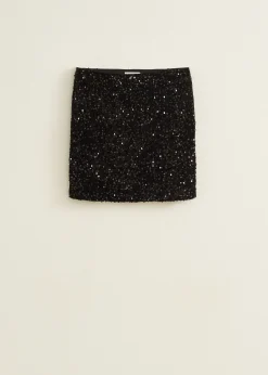Outlet Cotton Club Mini pailletten rok zwart