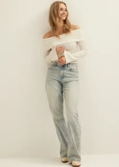 Fashion Cotton Club Off-shoulder top structuur ecru