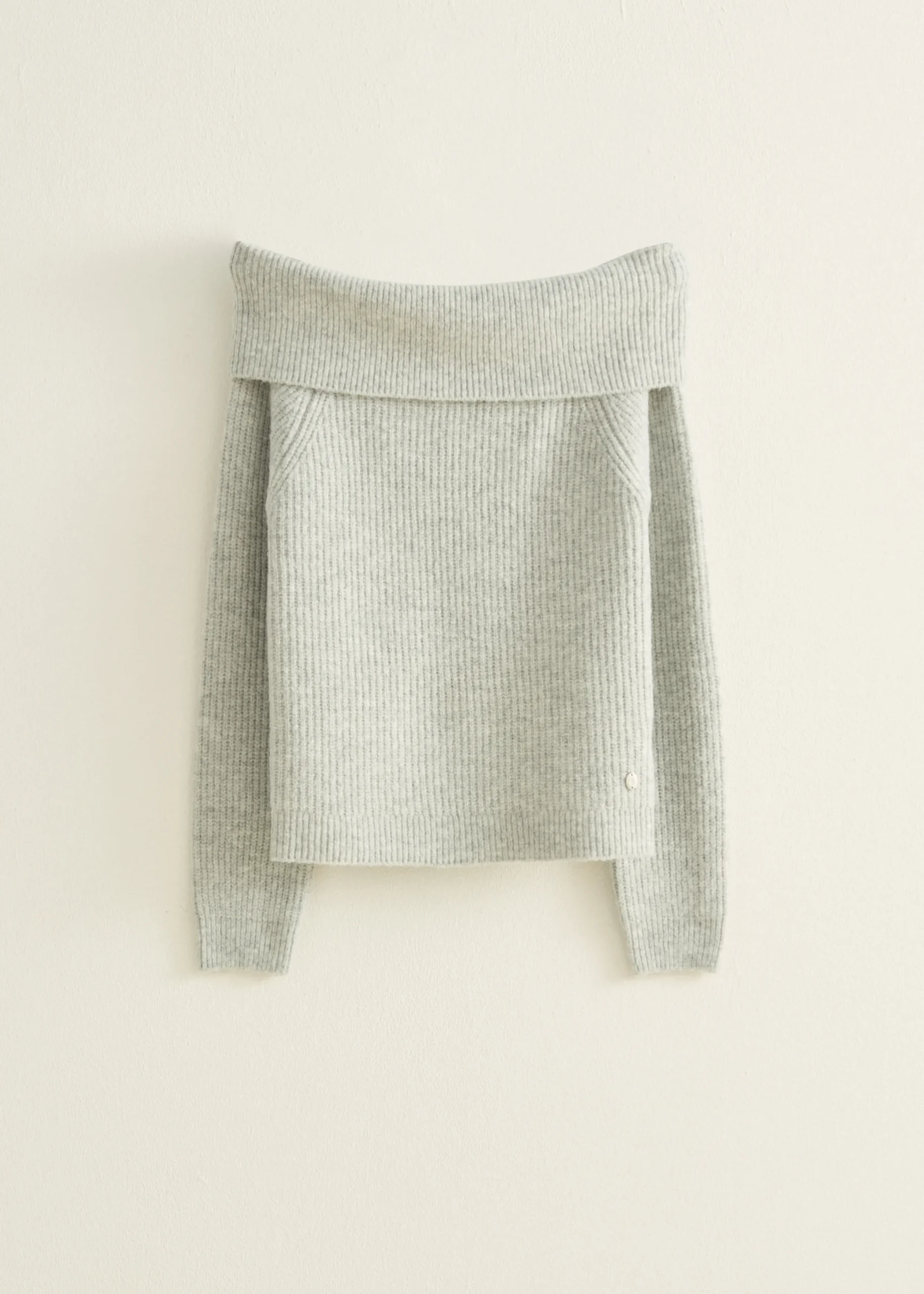 Best Cotton Club Off-shoulder trui grijs,lichtmelee