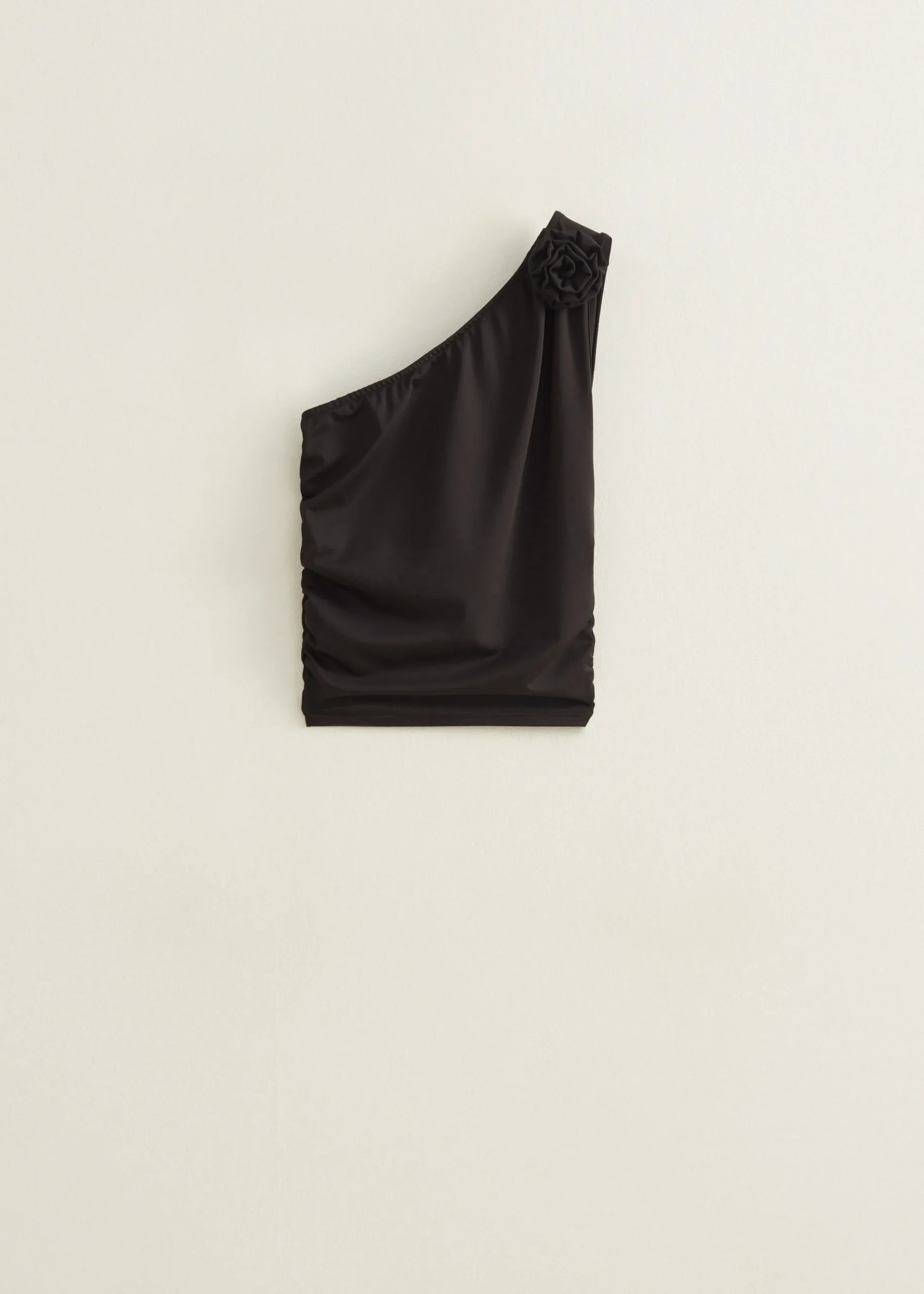 Hot Cotton Club One-shoulder top met roos zwart