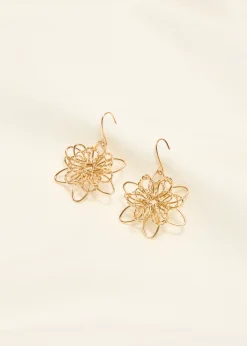 Outlet Cotton Club Oorbellen met bloem goud