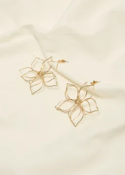 Online Cotton Club Oorbellen met bloem goud