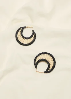 Best Cotton Club Oorringen met tweekleurige details zwart