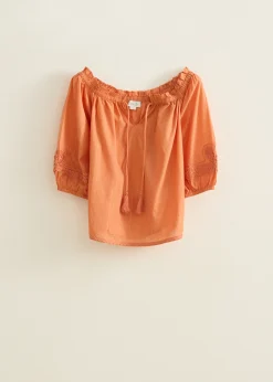 Sale Cotton Club Oranje top met tape details middenoranje